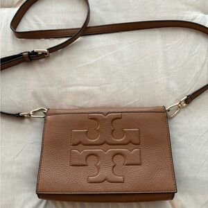 Tory Burch Brown Leather Crossbody Bag with Logo